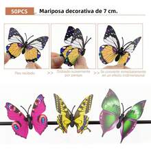 CYPNMariposas Decorativas En 3D50 Piezas de 7cm con Adhesivo para Pared Decoracion para Decorar Pasteles Nevera Navidad Fiestas Bodas Salones de Clases Habitaciones ColorFashion - 224279540 - Ver 6