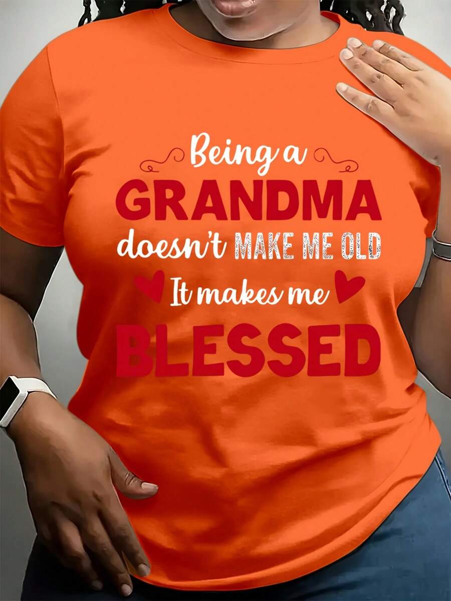 Women's T-Shirt Being A Grandma Doesn't Make Me Old It Makes Me Heart Print Graphic Tee For Grandmother Gift Mother Day Present Family Love Shirt Holiday Wear For St Patrick's Day Easter Carnival Celebration Outfit - trái cam - Xem 1