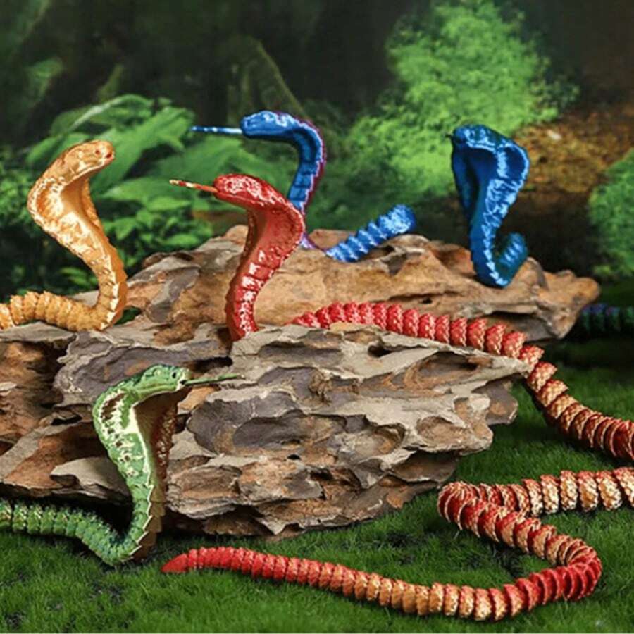 3D打印柔性蛇形摆件 - 家居装饰、工艺品和独特礼品的理想之选 | 舒缓压力汽车配件 | 适合作为圣诞礼物、蛇形玩具、3D打印玩具、3D打印蛇 - 彩色 - 查看 1