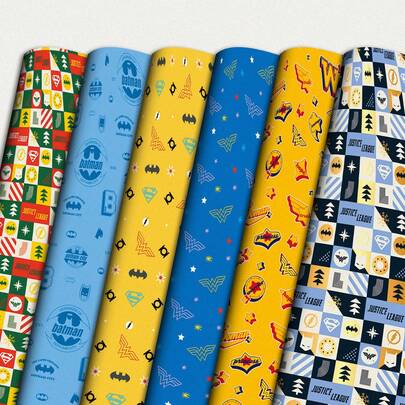  6/12pcs Justice League Gift Wrapping Paper, Floral Wrapping Paper, Gift Wrapping Paper, DIY Gift Decoration, Flower Bouquet Wrapping Paper, Elegant Paper Packaging, Thick Gift Wrapping Paper, Suitable For: DIY Craft Gift Packaging And Floral Decoration.