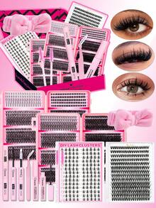 1980pcs, 780pcs, 280pcs, 140pcs, D Curl, C Curl, Eyelash Extension Kit, DIY Eyelash Extension Kit, Beginner Friendly, Fluffy And Voluminous Premade Fan Lashes, 8-16mm, 20D, 30D, 40D, 50D, 60D, 80D, 100D, 120D Individual Lashes Set, Includes Lash Glue, Sealant, Tweezers, Makeup Remover, Brush, Headband, Suitable For DIY At Home, Individual Lashes Set, Eyelashes, Eyelash Clusters (8-16mm, Kit) - 彩色 - 查看 13
