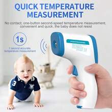 Termómetro infrarrojo digital sin contacto de 1 pieza, termómetro infrarrojo de temperatura de frente sin contacto, medición de temperatura para adultos/bebés, temperatura exterior, termómetro infrarrojo de alta precisión, pantalla HD - Blanco - Ver 4