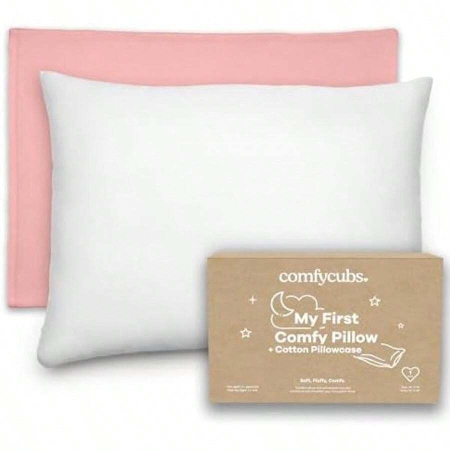 - Almohada para niños pequeños con Funda de Almohada de Muselina, 13 x 18 Pulgadas, Soporte de Viaje y sueño para niños, Relleno de Microfibra Ligera y Transpirable, Suave y acogedora para(Blush Funda de algodón entrelazada - Paquete de 1) - 50*60 - Ver 1