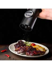 电动盐和胡椒研磨器，带底座，不锈钢电动胡椒研磨器，全自动黑胡椒研磨器，白胡椒研磨器，方便耐用，优雅的电动研磨器，适合家庭厨房、聚会和晚餐，全年可用，电池供电 - 彩色 - 查看 8