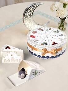 10-częściowe pudełko na cukierki w kształcie trójkąta na Ramadan, pudełko prezentowe na Eid Al-Fitr na Ramadan, odpowiednie do dekoracji na wesele, przyjęcie urodzinowe, artykuły na imprezę Eid Al-Fitr - Wielokolorowe - Zobacz 2