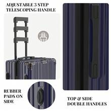 YSTYLE Suitcase Available In Various Colors Made Of PVC Material With Combination Lock And Silent Universal Wheels, Suitable For Storing Clothes For Business Trips, Boarding And Student Boarding. - Dark Blue - View 3