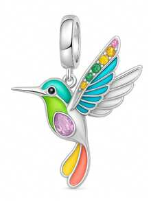 1 pieza Colgante con charm de cristal con dije de mariposa azul de circonita, excelente regalo de joyería DIY - Plateado - Ver 9