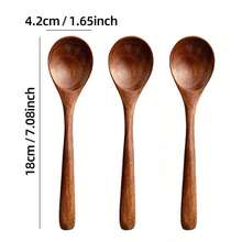 4pcs 7inch/18cm Wooden Honey Spoons, Elegant Dining, Coffee And Dessert Spoons, Kitchen Utensils, Christmas Gift - Brown - View 8