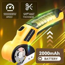 Gunting Listrik Tanpa Kabel 4.2V dengan Kunci Pengaman dan Lampu LED, Pegangan Ergonomis Anti Selip, Pisau Berputar 10000 RPM, Baterai 2000mAh, Cocok untuk Memotong Pakaian, Karton, Karpet, Kulit, Kain, dan Lainnya, Pemotong Karton, Pemotong Kain - MultiWarna - View 6