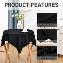 [Free Shipping]Small Square Tablecloth 36x36 Inch Washable Polyester Side Table Cloth Solid Black Heavy Duty End Table Cover For Dining Home Party - Black36inchx36inchSquare - View 5