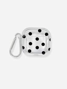 Black & White Polka Dot Clear Thickened Wireless Earbuds Case With Carabiner, Cute Retro Shockproof Cover, Compatible With Airpod Case ,Compatible With AirPods Pro (2nd Generation), Compatible With AirPods 3, Compatible With AirPods Pro, Compatible With AirPod1/2, Compatible With AirPods 4, Compatible With AirPods Pro3 - Clear - View 8