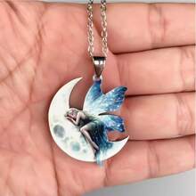 1 Peça Elegante Colar Pingente de Princesa Fada da Lua 2D Plana, Pingente Encanto de Princesa Fada da Lua Acrílica, Colar de Jóias Foto de Fada Duende, Melhor Amor dos Pais, Presente Ideal para Neta/Filha, Presente de Halloween, Presente de Aniversário - Multicolorido - Visão 4