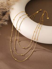 Cring Coco 1 pièce Collier en acier inoxydable 304 de forme géométrique avec design de faux perles, élégant et vintage. Cadeau élégant pour la fête des mères, la Saint-Valentin et pour une tenue quotidienne - Doré - Voir 7