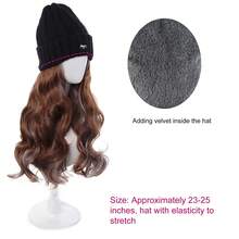 Women's Knitted Knitted Hat Wig - Curly Style (Ombre Misty Blue), Soft Synthetic Fiber Material, Cute Fox Embroidery Design, Suitable For Daily Wear, Casual Outings And Quick Styling In Winter - Multicolor - View 8