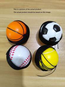 1 Pack Rubber Bounce Ball With Wrist Strap (Soccer/Basketball/Baseball/Tennis) - A Wrist Elastic Ball Strap Rope/Without Rope Fitness Ball Swing Ball Wrist Strength Ball Hand Eye Coordination Exercise Toy Outdoor Sports Toy, Stress Relieving Toys, And Flexible, Indoor Toys, Holiday Gifts, Elderly Fitness Toys, Hand-Eye Coordination Training, Wrist Strengthening, Outdoor Sports & Fitness For People - Multicolor - View 9