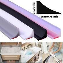 1条2米/78.74英寸自粘塑料止水条，可裁剪，易清洁，防滑，柔软可旋转，适用于淋浴房、厨房水槽、炉灶、浴室、浴缸 - 彩色 - 查看 3