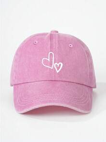 1顶爱心印花水洗儿童棒球帽，可调节户外防晒休闲帽，适合春季、秋季、旅行、海滩、度假，Y2K风格，男女童皆宜 - 棒球帽 - 查看 15