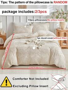 2/3件套米色叶子图案簇绒提花被套套装，波西米亚复古风格床上用品套装，四季皆宜，柔软透气，拉链封口，可机洗，适用于单人床/双人床/大号床/特大号床，家居卧室装饰（1个被套+1/2个枕套，不含填充物） - 卡其色 - 查看 5