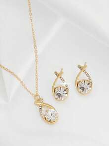 1 Set Elegant Geometric Criss-Cross Teardrop Jewelry Set, & Versatile High-End Accessories - Gold - View 3
