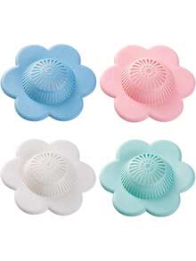 Hair Catcher Silicone Hair Stopper Shower Drain Covers With Suction Cups Suit For Bathroom Bathtub And Kitchen 4 Packs - 彩色 - 查看 1