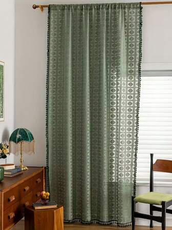 1件装[镂空]刺绣薄纱窗帘，镂空设计，金色花卉图案，营造奢华柔和的光线，适用于客厅/卧室，复古宫廷氛围