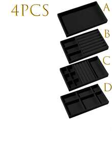 1/9pcs, Black Velvet Jewelry Tray, Large Capacity Jewelry Storage Box, Independent Compartments, Stackable Jewelry Display Stand, Can Accommodate Earrings, Necklaces, Bracelets, Rings, Hairpins, Hair Bands, Etc. Valentine's Day Velvet Jewelry Tray - Multicolor - View 19