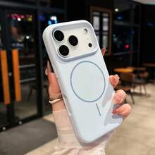 Luxury Shiny Fluorescent Liquid Silicone Magnetic Soft Phone Case Compatible With IPhone 17 Air 16 15 14 13 12 17 Pro Max Plus - New Sky Blue - View 4