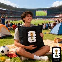 FIFA World Cup 2026 Plush Throw Pillow, FIFA Official Cushion With Trophy Design,40*40cm,Large Size For Soccer Fans - Black - View 3