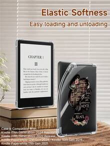 Mädchen Silhouette & Buch Muster Hülle mit integriertem Stiftfach, kompatibel mit iPad 10. Generation, iPad Air 4/5. Generation 10,9 Zoll, kompatibel mit Kindle (11. Generation) 2022 Release, Kindle (11. Generation-2024 Release)(6 Zoll). Die Hülle ist an den vier Ecken stoßfest und kann mit einer Hand gehalten werden - Verschiedenfarbig - Übersicht 10