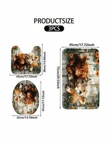 1pc/3pcs Spring Countryside Style Sunflower And Cow Pattern Bathroom Mat, Machine Washable 1200g/㎡ Polyester Fiber Decorative Floor Mat, 10mm Thick, TPR Anti-Slip Bottom, Soft & Absorbent, Foldable & Easy Care, Suitable For Bathroom, Shower, Toilet, Living Room, Entryway, Home Decor, Holiday Gift - Multicolor - View 11