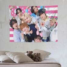 STRAY Members Magazine Pink America Flag , Skz KIDS-S Kpop Tapestry, Stray Tour 2025 Merch,Gift Ideas STAYS, Birthday Gift & Concert Merch ,Wall Hanging Aesthetic College Decor - White - View 6