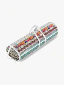 Bolsa de almacenamiento transparente para papel de regalo, material de PVC con asa blanca, caja de almacenamiento cilíndrica conveniente. Bolsa de almacenamiento de papel de regalo de Navidad, bolsa de almacenamiento de tubo de papel de fiesta, bolsa de regalo con cremallera, bolsa de almacenamiento de regalo transparente impermeable y a prueba de polvo, bolsa de almacenamiento de papel de regalo de Navidad, decoraciones navideñas, bolsa de regalo de fiesta individual - Negro - Ver 5