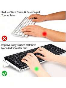 1pc Compact Acrylic Keyboard Stand, Space-Saving Desktop Riser, Acrylic Keyboard Tray Holder Display Stand With Non-Slip Mousepad (Suitable For Small Keyboards) - Multicolor - View 2