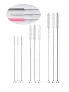 杯子吸管清洁刷，可重复使用吸管清洁器，适用于 40/30/20 盎司的杯子，10 毫米直径管道清洁刷，适用于水瓶和吸管 - 銀色 - 查看 7