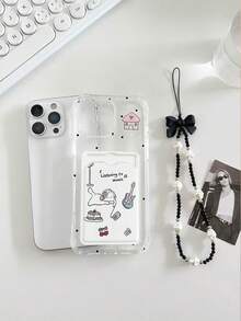 彩绘小狗蛋糕透明卡套软硅胶全包覆保护手机壳，附赠串珠手链配件，兼容 17 Pro/17 Air/17/17 Pro Max、16/11/16 Pro/16 Plus/16 Pro Max/16e、Galaxy S25/S25 Plus/S25 Ultra、A16/A36/A26/A56/A50/A12/A32/A52/A72、11/12 Pro/12/12X/13 Pro/14 Pro/15 Pro、10/9/Note 9/12C/Note 11 Pro/Note 8 Pro - 彩色 - 查看 3