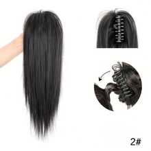 1pc Elegant Synthetic Claw Clip-On Ponytail Extension, Medium-Long Straight Hair, High-Temperature Fiber Material, Natural Appearance, Easy To Wear, Suitable For Everyday Use - Multicolor - View 10