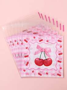 100pcs Cherry Bow Gift Bags, Self-Seal Bags, Girls Birthday Party Favor Bags, Baby Shower Candy Bags, Gender Reveal Party Cookies Bags, Wedding Candy Bags, Bridal Shower Favors, Pink Party Gift Packaging Bags, Baking Packaging Bags, Party Table Decor, Pink Bow Decor, Cherry Decor, Birthday Gifts, Party Favors - Cherry Bow - View 10