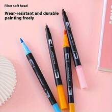 Double-Ended Watercolor Pen Painting Set, Fine-Tip Markers - Featuring Vibrant Colors, Quick-Drying Ink, And Durable Plastic Barrels, Perfect For Drawing, Marking, Sketching, And Doodling - Makes A Great Party Favor And Christmas Gift For Art Lovers - 套裝 - 查看 8