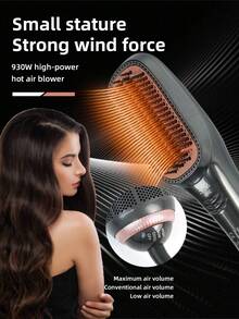 3-In-1 Professional Hair Dryer Brush, 930W Powerful Ceramic & Ionic, 3 Heat Settings, 2 Speed Settings, One-Step Styling - EU C Type Plug(220-240V) - View 4