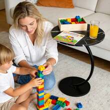 Mesa Auxiliar En Forma De C Para Sala, Mesas Laterales Redonda Para Sala, Mesita De Centro Mesita Auxiliar Minimalista Moderna, Para Sofás Y Camas, Espacio Pequeño, Dormitorio - Negro - Ver 9