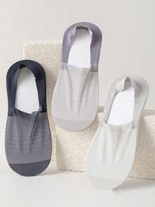 1/3/5双装 男士多色春夏秋季低帮隐形船袜，硅胶防滑网眼透气吸汗简约百搭袜 - 彩色 - 查看 7