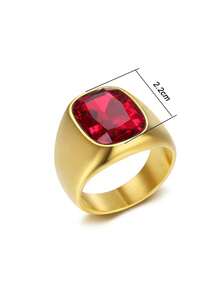 1pc Street Fashion Style Stainless Steel Wide Band Ring With Faceted Zirconia Inlay, Men's Business Party Accessory - Ring - View 5