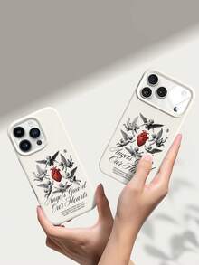 1pc Minimalist Creative Cupid Angel Heart Letter Pattern Liquid Silicone Shockproof Soft Phone Case, Compatible With Apple 11/12/13/14/14Plus/15/15Plus/16/16Plus/7/8Plus/17/17Pro And Other Models - Multicolor - View 5