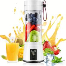 Portable USB Rechargeable Blender For Smoothies, Shakes, And Juices - 380ml Personal Size With 6 Blades, Perfect For Travel, Gym, And Outdoor Activities - trắng - Xem 8