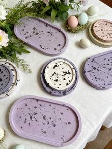 1pc Multi-Shape Tray & Coaster Silicone Mold - Reusable Durable Smooth Surface For Resin/Concrete/Cement/Wax Candle Mold Home Decor Handmade Gift Holiday Present Craft Enthusiast