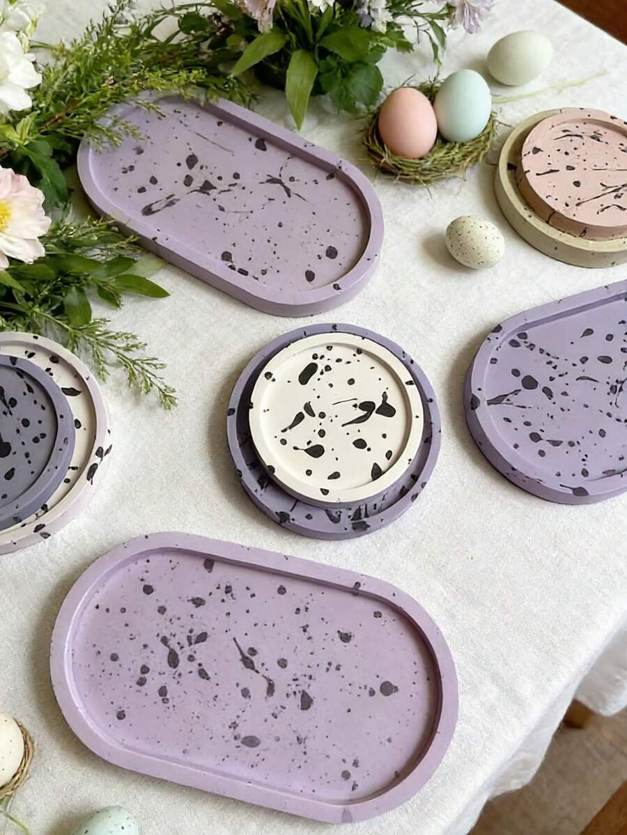 1pc Multi-Shape Tray & Coaster Silicone Mold - Reusable Durable Smooth Surface For Resin/Concrete/Cement/Wax Candle Mold Home Decor Handmade Gift Holiday Present Craft Enthusiast