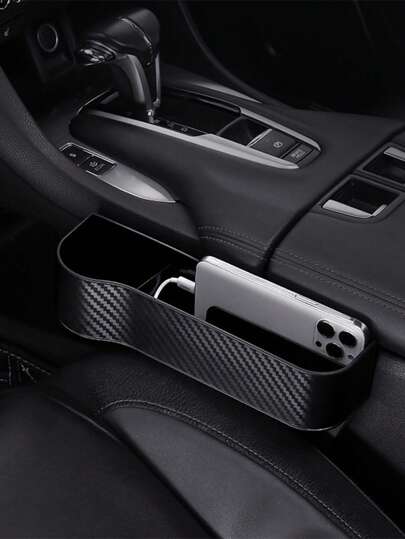 1pc Car Seat Side Gap Storage Box, Passenger Seat Organizer With Cup Holder, Car Interior Accessories