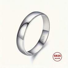 Fashionable Titanium Steel Plain Couple Rings, S925 Silver Plated, Non-Fading, Personalized Tail Ring, Engagement Jewelry, Eternal Style, Suitable For Casual Wear And Party, Christmas, Birthday, Holiday, Best Friend Gift - 銀色 - 查看 8