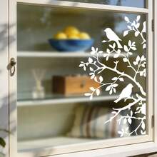 1/2 piezas Calcomanía de ventana con silueta de pájaro blanco abstracto, pegatina de vinilo con patrón de rama de árbol removible, sin gel, adherencia estática, adecuada para decoración de puertas de vidrio del hogar - Multicolor - Ver 6