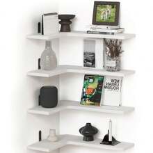 Floating Corner Shelves For Wall, Corner Wall Mounted Shelf For Home Décor Storage, Rustic Wood Shelves For Room, Bathroom, Bedroom & Kitchen - White - trắng - Xem 8